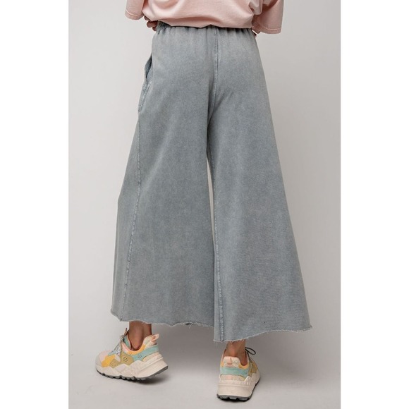 Washed Terry Knit - Wide Pants - Teal - Picture 2 of 8